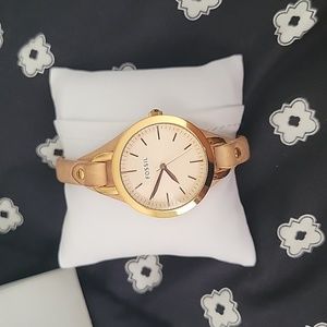 Fossil Georgia bone leather watch with brown and gold style Leather Watch